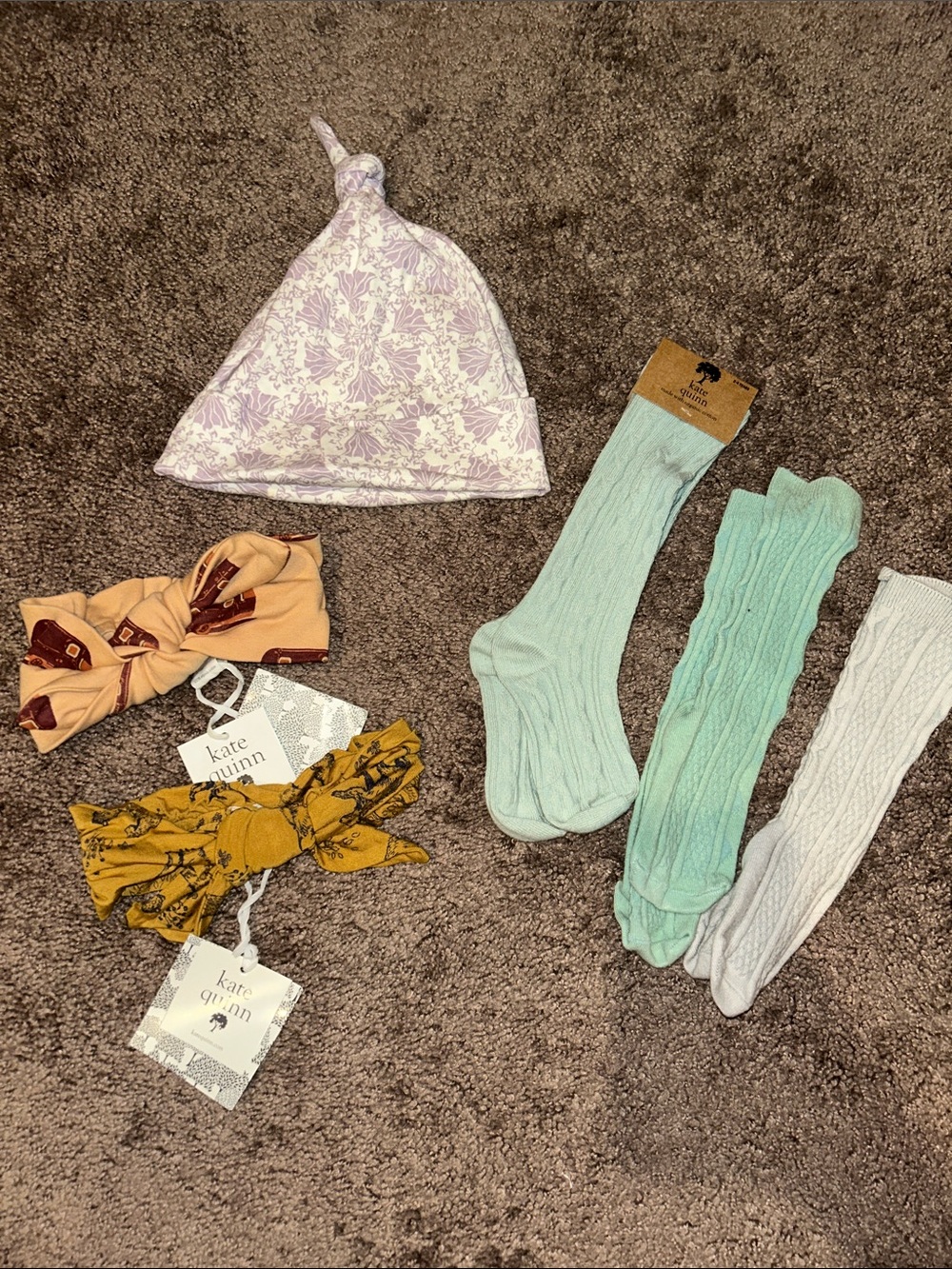 Kate Quinn baby/toddler headband, hat & socks bundle!
